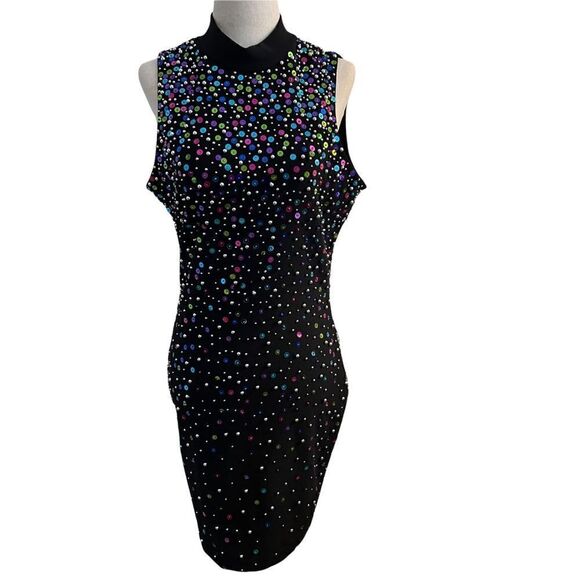 Vintage New Beaded Open Back Sleeveless Bodycon Dress Peak Evenings Size 10 - Picture 1 of 9